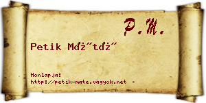 Petik Máté névjegykártya