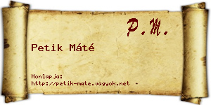 Petik Máté névjegykártya